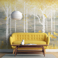 Tapet personalizat forest cu padure aurita golden forest
