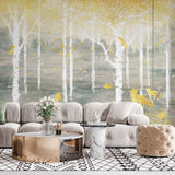 Tapet personalizat forest cu padure aurita golden forest