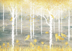 Tapet personalizat forest cu padure aurita golden forest