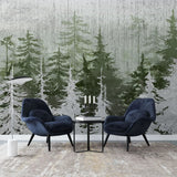 Tapet personalizat forest cu brazi verzi si argintii silver green pine ii