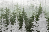 Tapet personalizat forest cu brazi verzi si argintii silver green pine ii