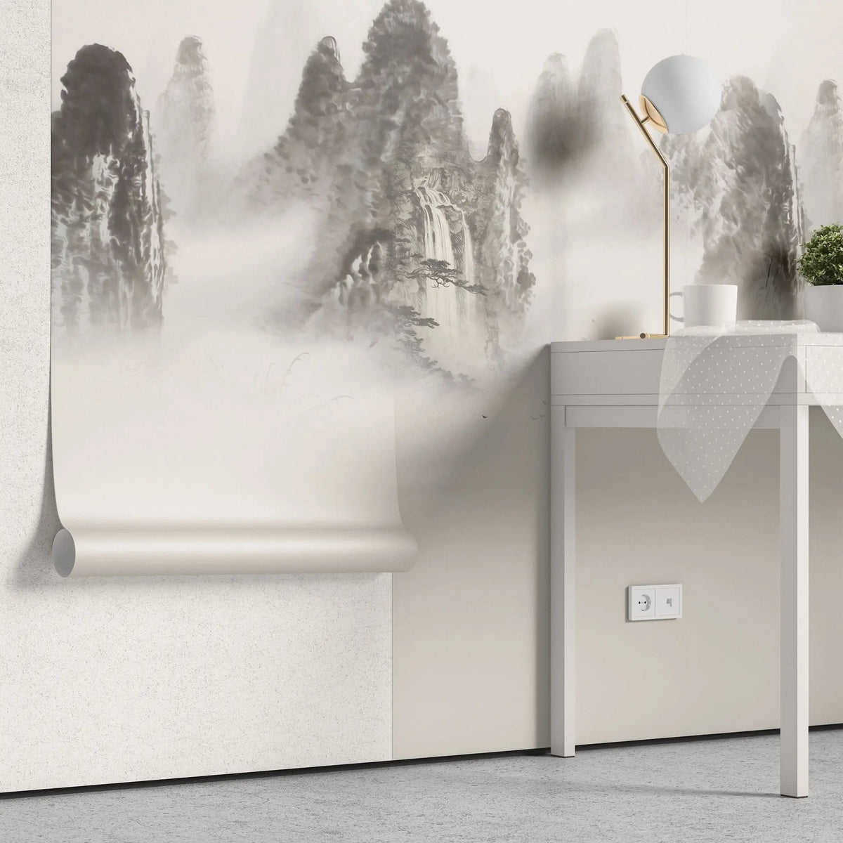 Tapet personalizat forest cu muntii tianzi din china aflati sub ceata tianzi mountains