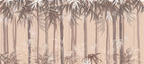 Tapet personalizat forest cu padure de bambus pe fundal roz bamboo forest