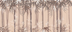 Tapet personalizat forest cu padure de bambus pe fundal roz bamboo forest