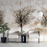 Tapet personalizat forest cu o imagine a unei crengi solitare in tonuri de sepia oferind o atmosfera contemplativa si clasica sepia branches
