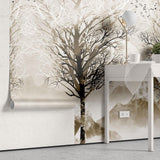 Tapet personalizat forest cu o imagine a unei crengi solitare in tonuri de sepia oferind o atmosfera contemplativa si clasica sepia branches