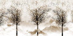 Tapet personalizat forest cu o imagine a unei crengi solitare in tonuri de sepia oferind o atmosfera contemplativa si clasica sepia branches