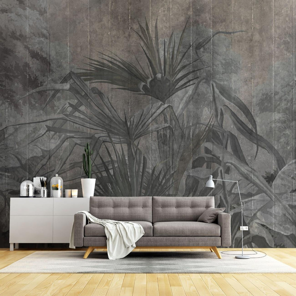 Tapet personalizat forest cu o padure stilizata in nuante intunecate ce aduce un aer de mister si eleganta contemporana dark art forest