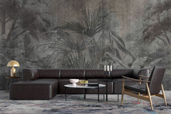 Tapet personalizat forest cu o padure stilizata in nuante intunecate ce aduce un aer de mister si eleganta contemporana dark art forest