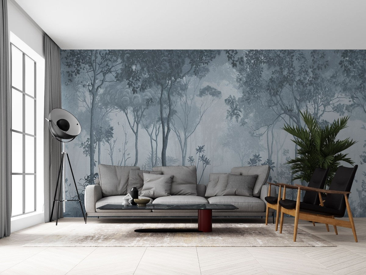 Fototapet personalizat forest cu o reprezentare artistica a unor cerbi intr o padure intunecata evocand o atmosfera misterioasa inainte de furtuna deers before storm