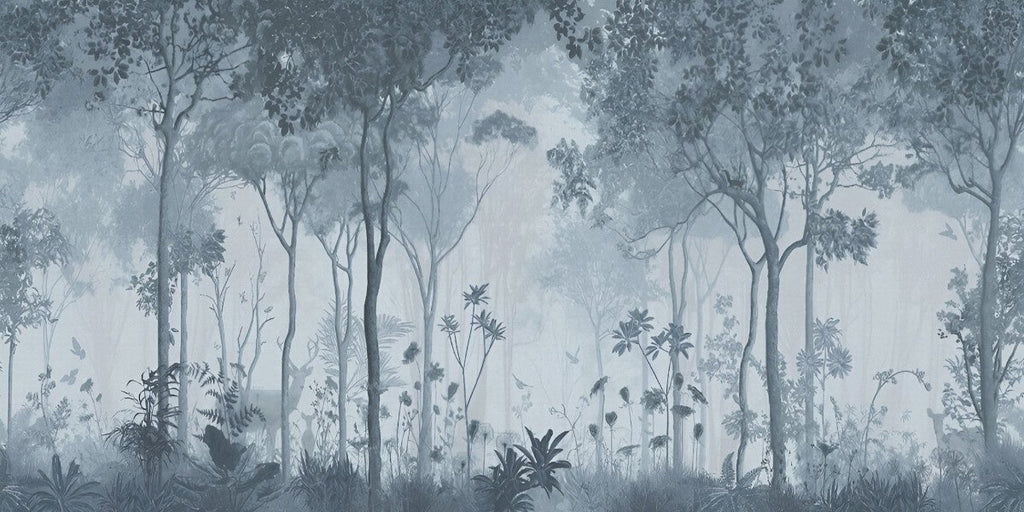 Fototapet personalizat forest cu o reprezentare artistica a unor cerbi intr o padure intunecata evocand o atmosfera misterioasa inainte de furtuna deers before storm