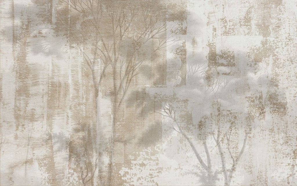 Tapet personalizat forest cu o silueta a copacilor texturata ca o panza oferind un aspect artistic si modern textile paint forest