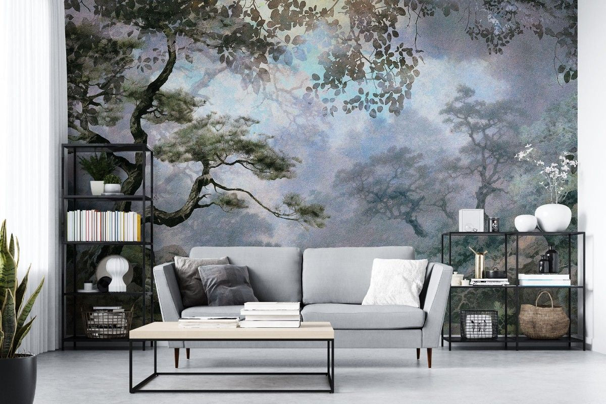 Tapet personalizat forest cu o reprezentare artistica a florei si faunei dintr o perioada preistorica creand o atmosfera de poveste si mister the hobbit