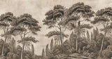 Tapet personalizat forest cu pini si chiparosi ilustrati intr un stil clasic si atemporal aducand eleganta si profunzime spatiului victorian forest