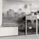 Tapet Personalizat Forest cu padure in alb negru si ceata - GRAYSCALE FOREST