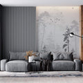 Tapet Personalizat Forest cu peisaj vertical dintr-o padure in ceata - VERTICAL FOG TREES