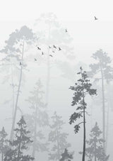 Tapet Personalizat Forest cu peisaj vertical dintr-o padure in ceata - VERTICAL FOG TREES