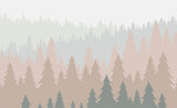 Tapet Personalizat Forest cu brazi in nuante pastel vazuti din departare - PASTEL FOREST
