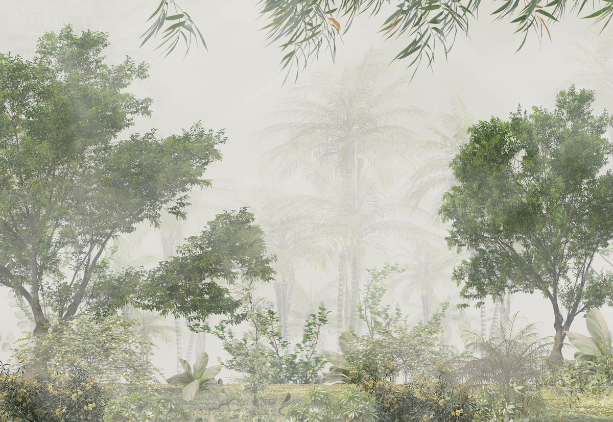 Tapet Personalizat Forest cu padure ploioasa in ceata - TROPICAL FOREST