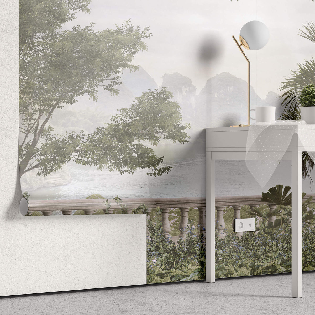Tapet Personalizat Forest cu vedere la munti si vegetatie - TROPICAL VIEWPOINT