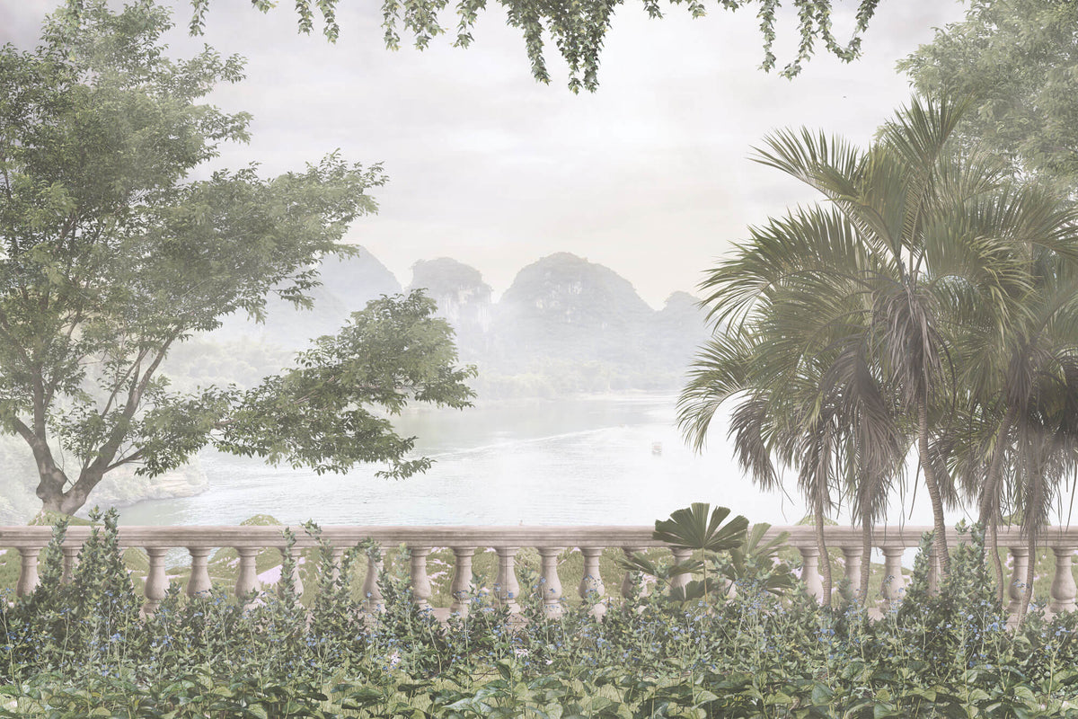 Tapet Personalizat Forest cu vedere la munti si vegetatie - TROPICAL VIEWPOINT