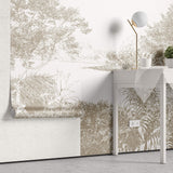 Tapet Personalizat Forest cu liziera abstracta in nuante de bej - BEIGE BOTANIC
