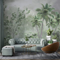 Tapet Personalizat Forest cu padure tropicala verde in ceata - DENSE TROPICAL FOREST