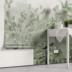 Tapet Personalizat Forest cu padure tropicala verde in ceata - DENSE TROPICAL FOREST