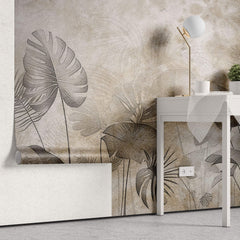 Tapet Personalizat Forest cu plante imprimate pe un fundal cu textura de hartie - PAPER TEXTURED FOREST