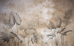 Tapet Personalizat Forest cu plante imprimate pe un fundal cu textura de hartie - PAPER TEXTURED FOREST
