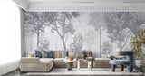 Tapet Personalizat Forest cu padure gri in ceata - GREY-BLUE FOREST