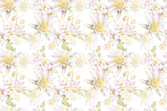 Tapet personalizat floral cu flori de lotus egiptean pe fundal alb egyptian lotus