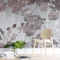 Tapet personalizat floral cu flori de trandafir in nunante de bronz rose pe un fundal texturat cimentat industrial roses