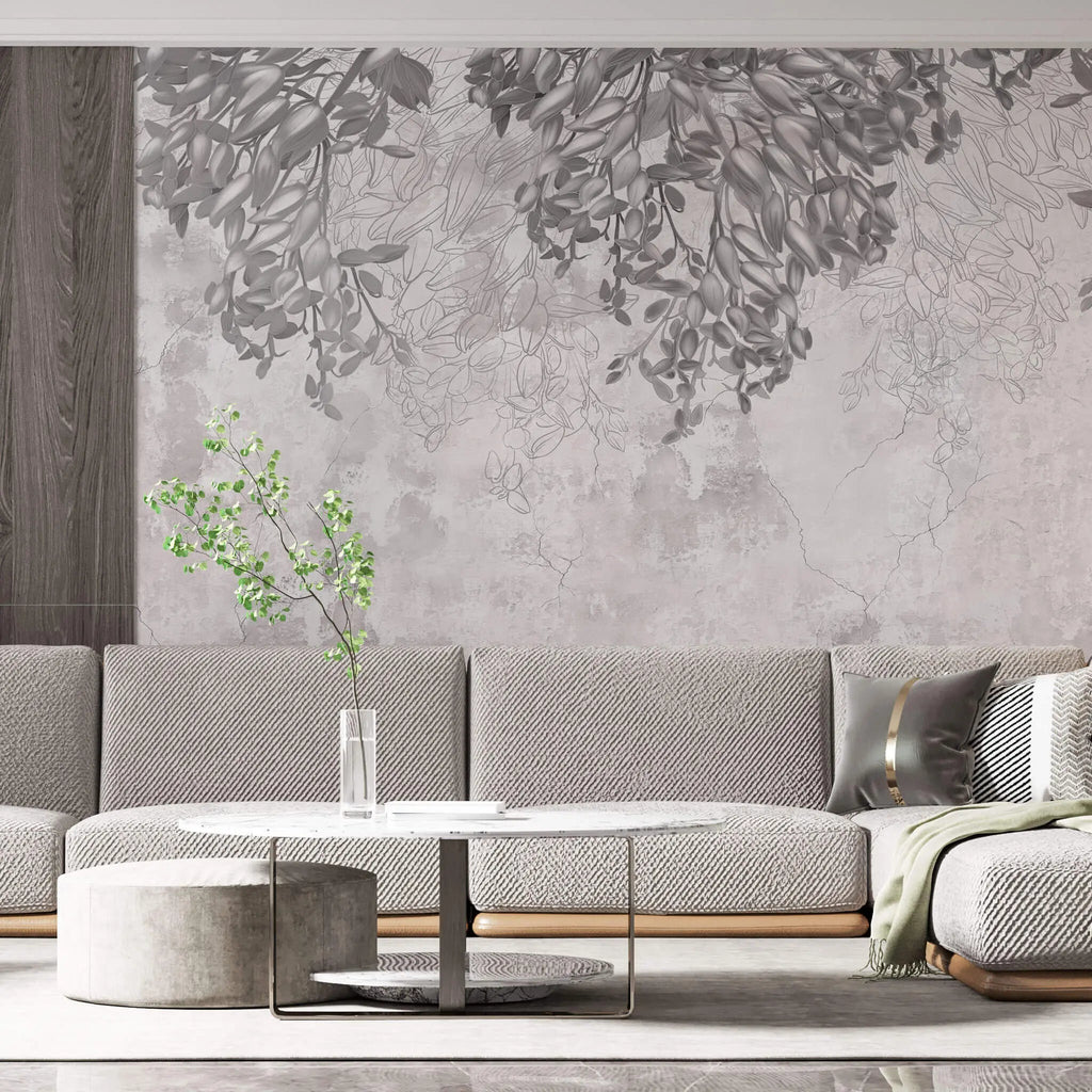 Tapet floral personalizat cu flori de magnolie pe fundal texturat magnolia