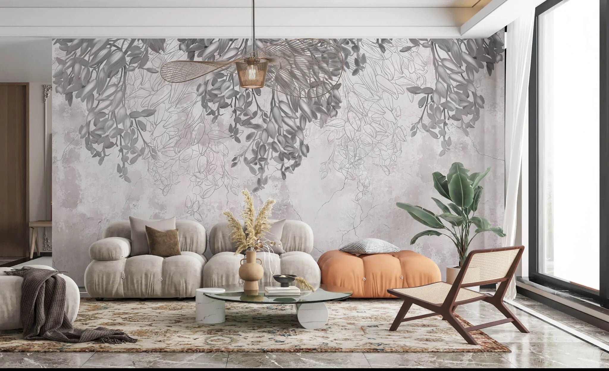 Tapet floral personalizat cu flori de magnolie pe fundal texturat magnolia