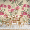 Tapet personalizat floral cu flori de hibiscus in stil retro retro hibiscus