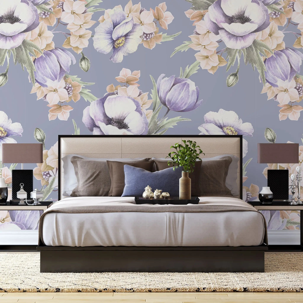 Tapet personalizat floral cu flori roz de phacelia grandiflora phacelia grandiflora