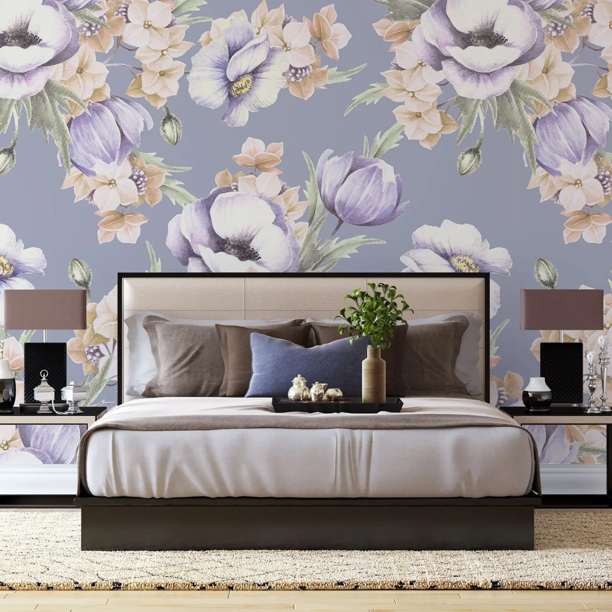 Tapet personalizat floral cu flori roz de phacelia grandiflora phacelia grandiflora