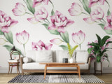 Tapet personalizat floral cu lalele roz inflorite bloomed tulips