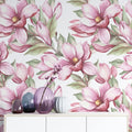 Tapet personalizat floral cu flori inflorite in nuante de roz beautiful blossom