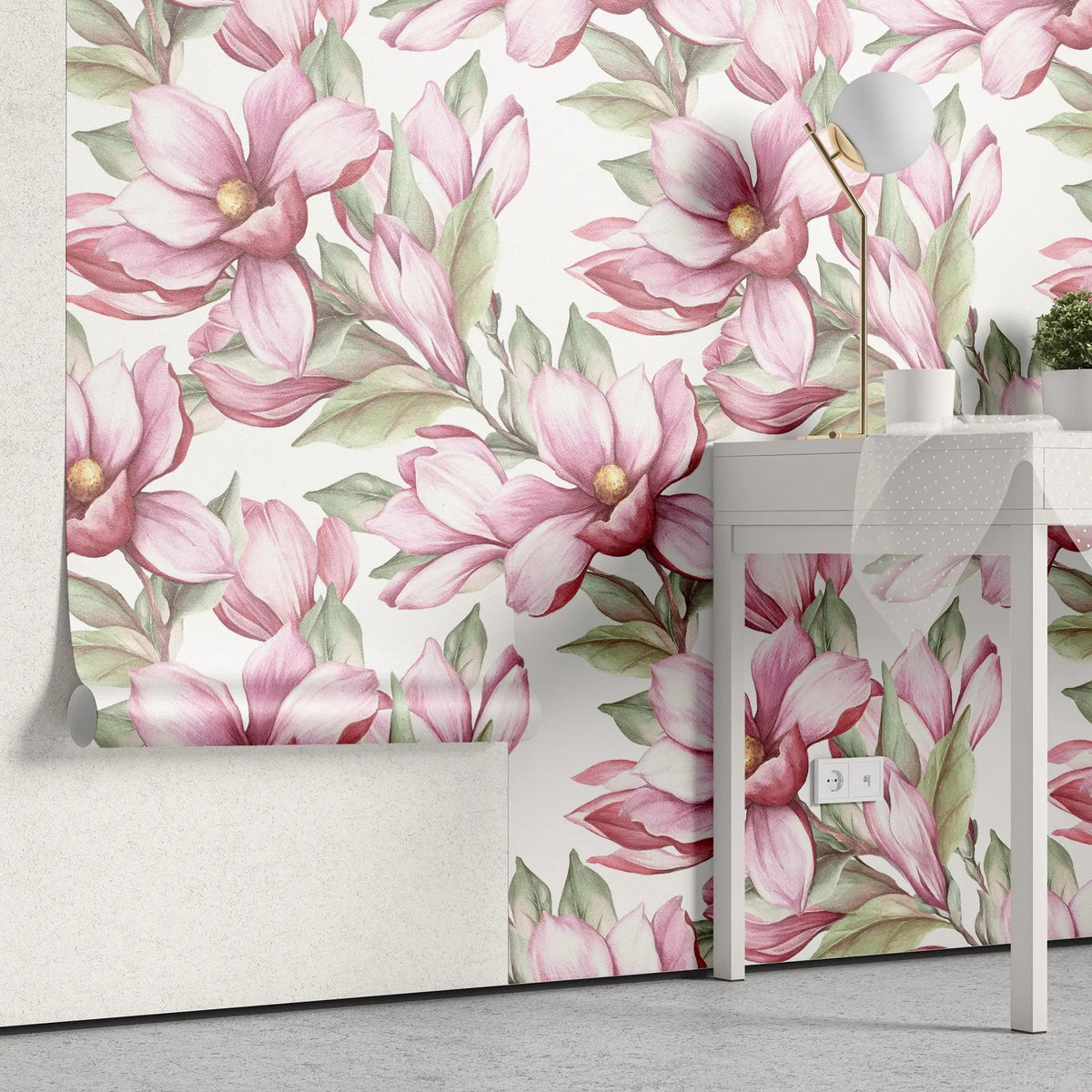 Tapet personalizat floral cu flori inflorite in nuante de roz beautiful blossom