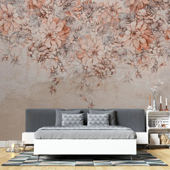 Tapet personalizat floral cu flori colorate pe un perete nude nude flower wall