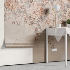 Tapet personalizat floral cu flori colorate pe un perete nude nude flower wall