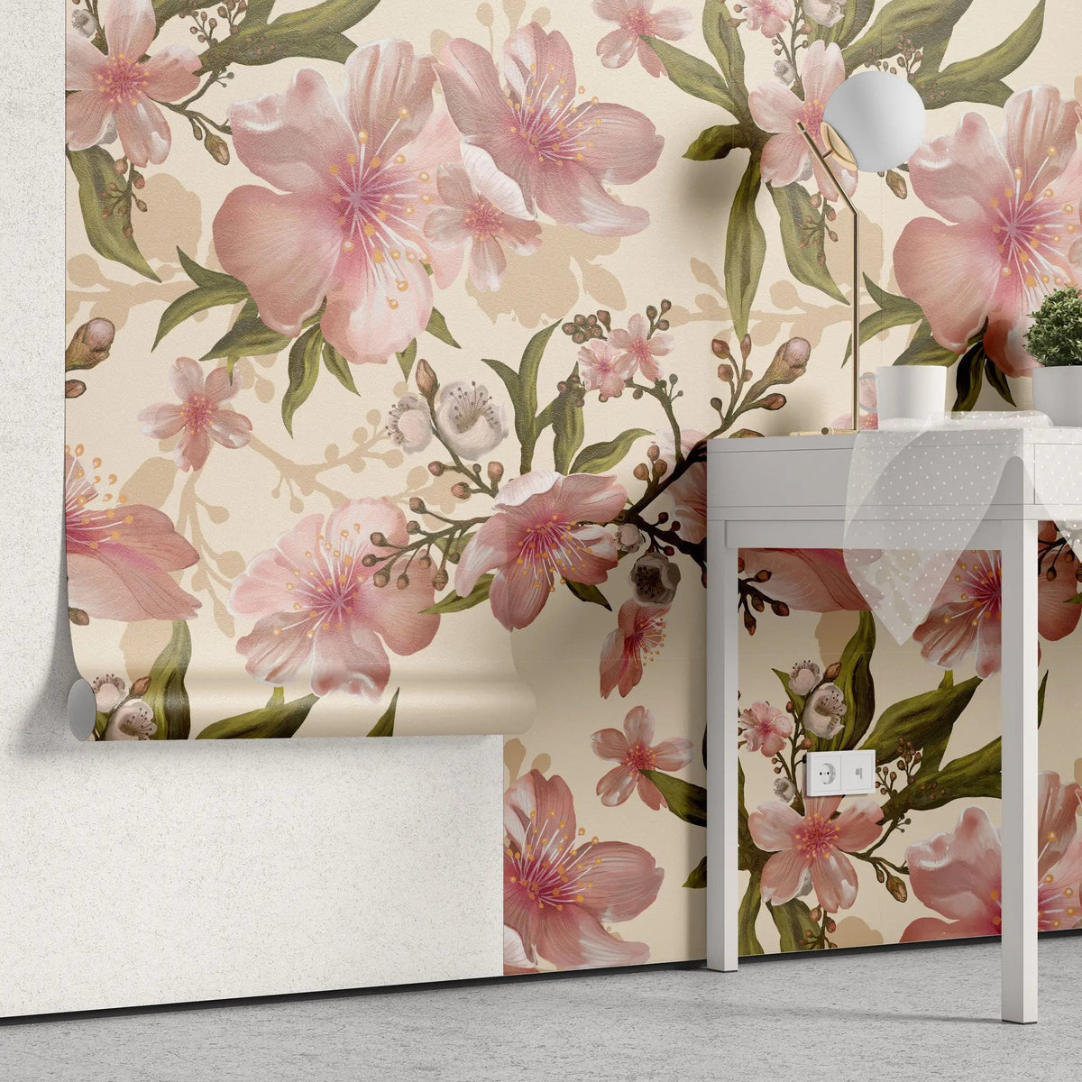 Tapet personalizat floral cu flori de cires inflorite cherry tree blossom