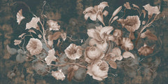 Tapet personalizat floral cu flori in stil clasicist pe un fundal inchis classy floral