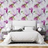Tapet personalizat floral cu flori de magnolia liliflora pe un fundal alb magnolia liliiflora