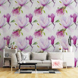 Tapet personalizat floral cu flori de magnolia liliflora pe un fundal alb magnolia liliiflora