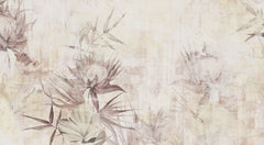 Tapet personalizat floral cu flori fade pe un fundal bej faiantat faded tile flowers