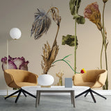 Tapet personalizat floral cu flori uscate pe un fundal bej dried flowers