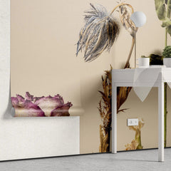 Tapet personalizat floral cu flori uscate pe un fundal bej dried flowers